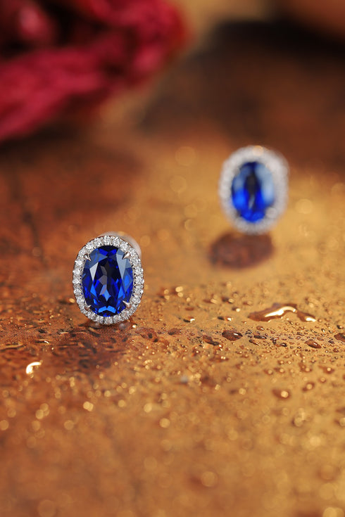 S925 silver cultured sapphire earrings W 2.16ct