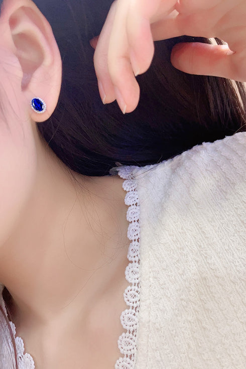 S925 silver cultured sapphire earrings W 2.16ct