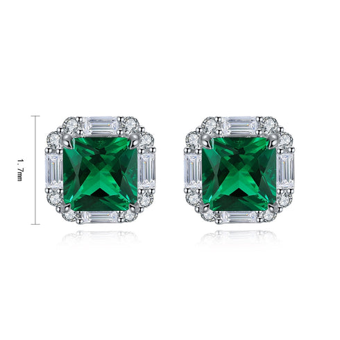 S925 Silver Cultured Emerald Earrings A 4.38ct