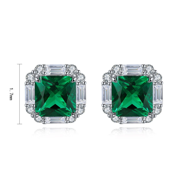 S925 Silver Cultured Emerald Earrings A 4.38ct