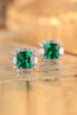 S925 Silver Cultured Emerald Earrings A 4.38ct