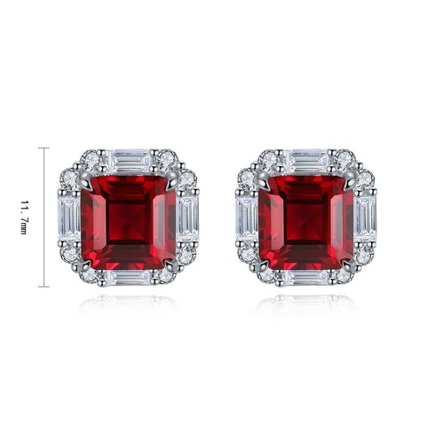 S925 Silver Culture red Sapphire Earrings A 6.71ct
