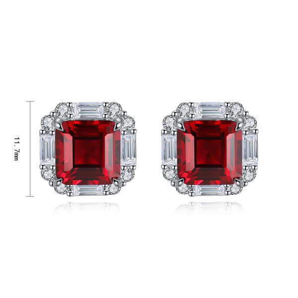 S925 Silver Culture red Sapphire Earrings A 6.71ct
