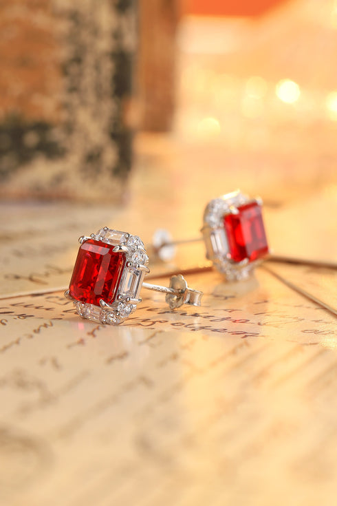 S925 Silver Culture red Sapphire Earrings A 6.71ct