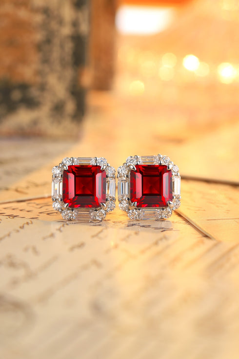 S925 Silver Culture red Sapphire Earrings A 6.71ct