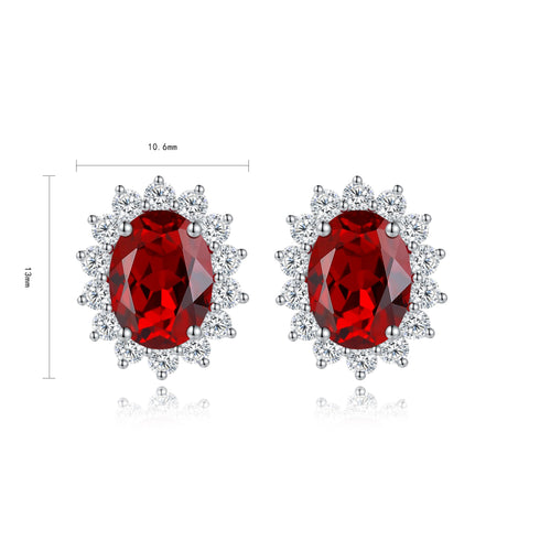 S925 Silver Cultured Red Sapphire Earrings W 3.43ct
