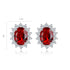 S925 Silver Cultured Red Sapphire Earrings W 3.43ct