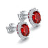 S925 Silver Cultured Red Sapphire Earrings W 3.43ct