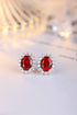 S925 Silver Cultured Red Sapphire Earrings W 3.43ct