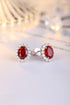 S925 Silver Cultured Red Sapphire Earrings W 3.43ct