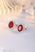 S925 Silver Cultured Red Sapphire Earrings W 3.43ct