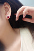 S925 Silver Cultured Red Sapphire Earrings W 3.43ct