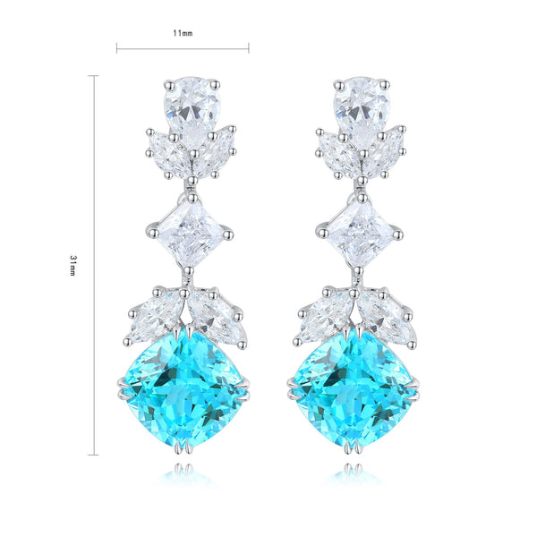 S925 Sterling Silver Cultured Paraiba Earrings A 10.53ct