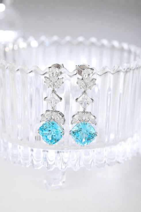 S925 Sterling Silver Cultured Paraiba Earrings A 10.53ct