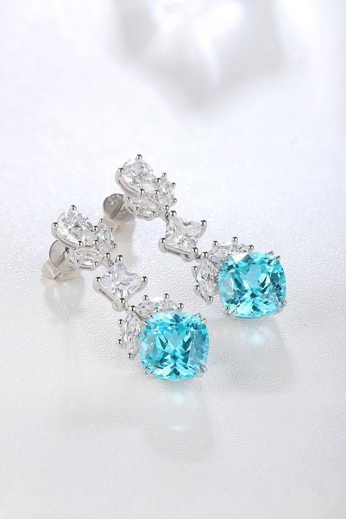 S925 Sterling Silver Cultured Paraiba Earrings A 10.53ct