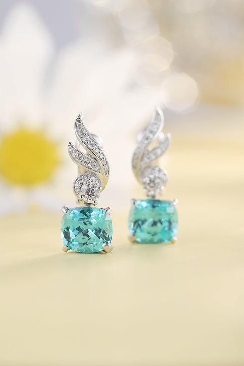 S925 Sterling Silver Cultured Paraiba Earrings W 9.13ct