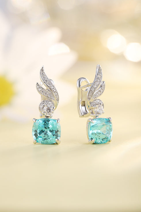 S925 Sterling Silver Cultured Paraiba Earrings W 9.13ct
