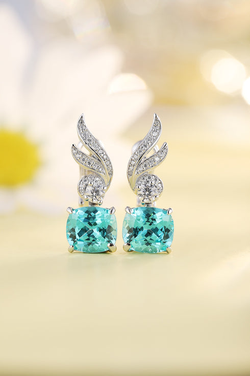 S925 Sterling Silver Cultured Paraiba Earrings W 9.13ct