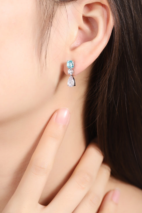 S925 Sterling silver cultured Paraiba Earrings A 2.51ct