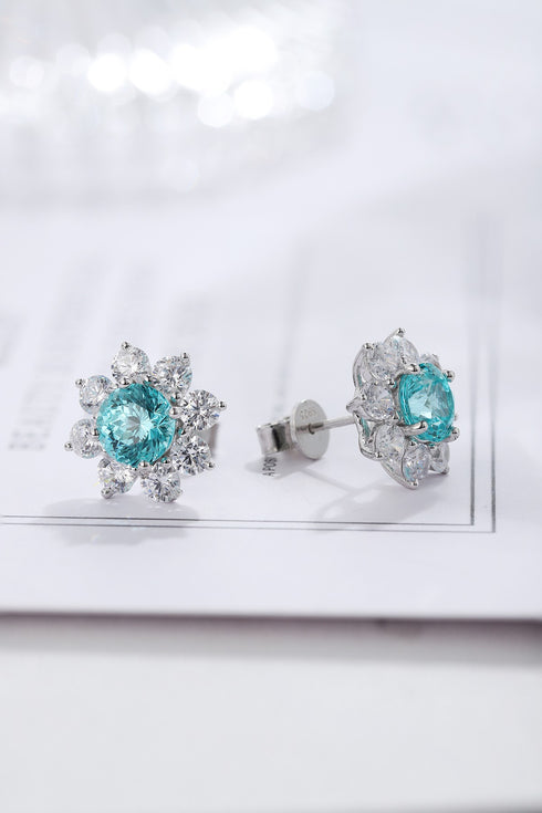 Sterling Silver Cultured Paraiba Earrings A 3.69ct