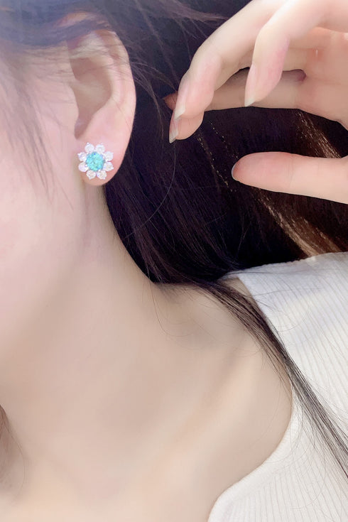 Sterling Silver Cultured Paraiba Earrings A 3.69ct