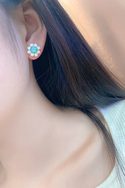 Sterling Silver Cultured Paraiba Earrings A 3.69ct