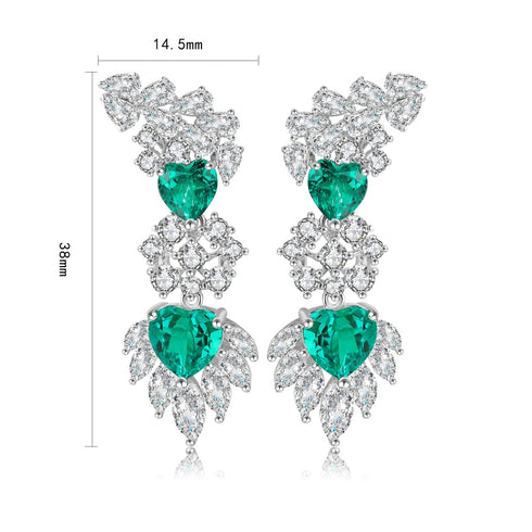 S925 Silver Cultured Emerald Earrings W 4.7ct