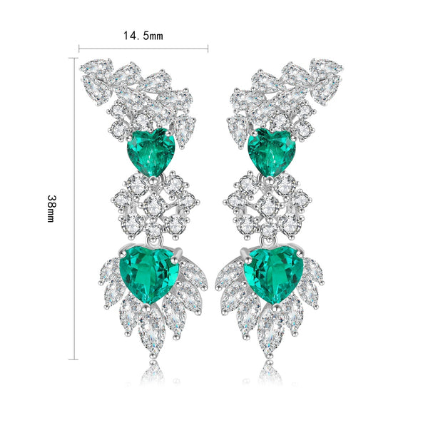 S925 Silver Cultured Emerald Earrings W 4.7ct