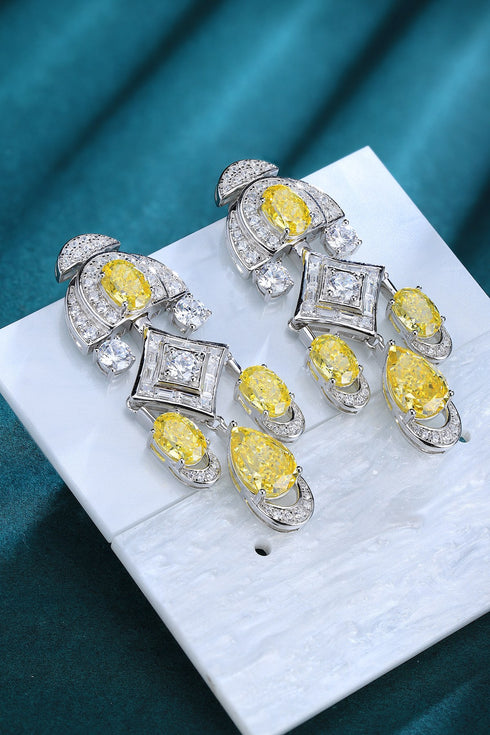 S925 Silver Yellow Sparkling Diamond Zircon Egg-shaped Earrings A 19ct