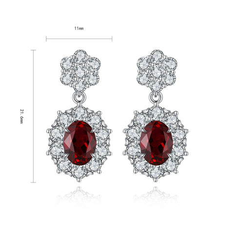 S925 Silver Cultured Red Ruby Earrings W 2.32ct