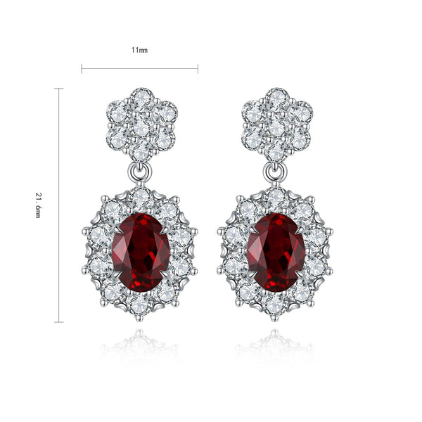 S925 Silver Cultured Red Ruby Earrings W 2.32ct