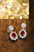 S925 Silver Cultured Red Ruby Earrings W 2.32ct