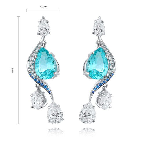 S925 silver cultured Paraiba Earrings W 7.17c