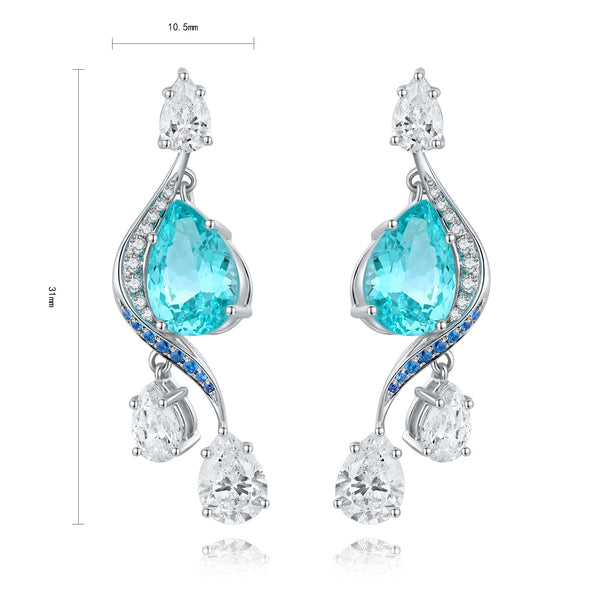 S925 silver cultured Paraiba Earrings W 7.17c
