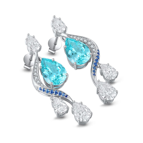 S925 silver cultured Paraiba Earrings W 7.17c