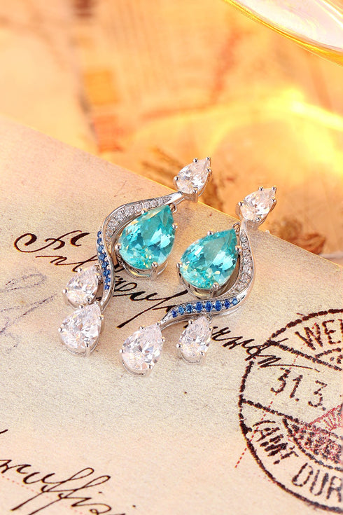 S925 silver cultured Paraiba Earrings W 7.17c