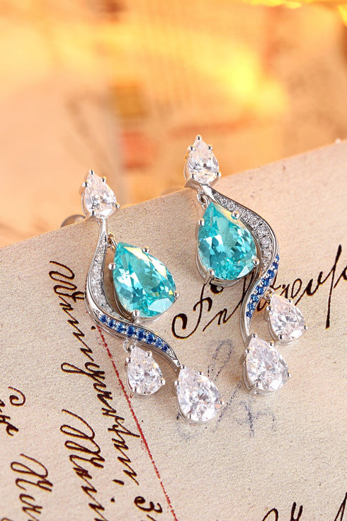 S925 silver cultured Paraiba Earrings W 7.17c
