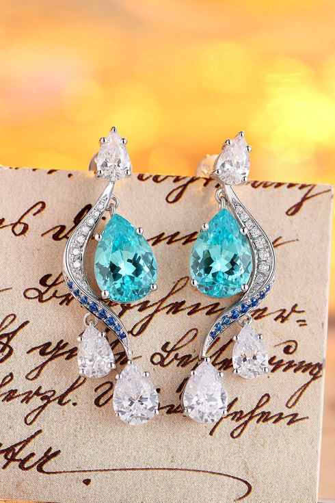 S925 silver cultured Paraiba Earrings W 7.17c