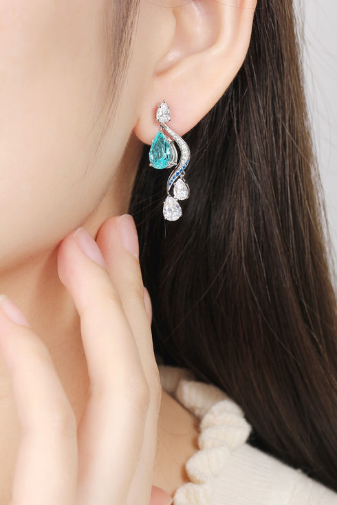 S925 silver cultured Paraiba Earrings W 7.17c