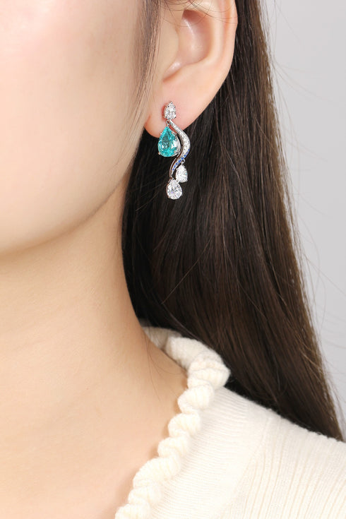 S925 silver cultured Paraiba Earrings W 7.17c