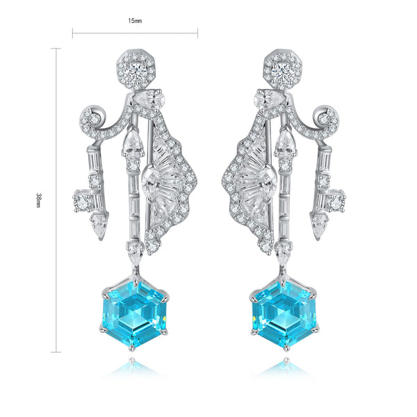 S925 Sterling Silver Cultured Paraiba Earrings W 6.67ct
