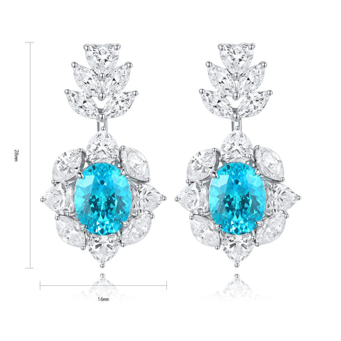S925 Sterling silver cultured Paraiba Earrings A 7.2ct
