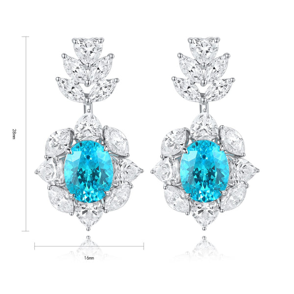 S925 Sterling silver cultured Paraiba Earrings A 7.2ct
