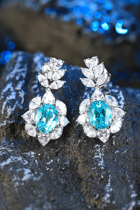 S925 Sterling silver cultured Paraiba Earrings A 7.2ct