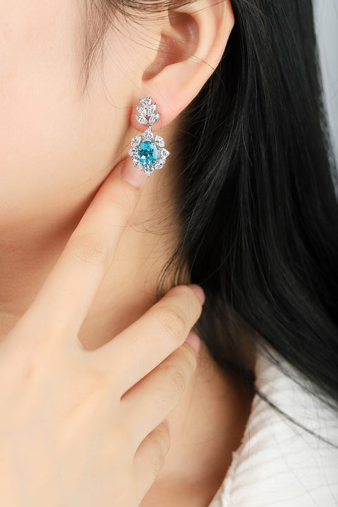 S925 Sterling silver cultured Paraiba Earrings A 7.2ct