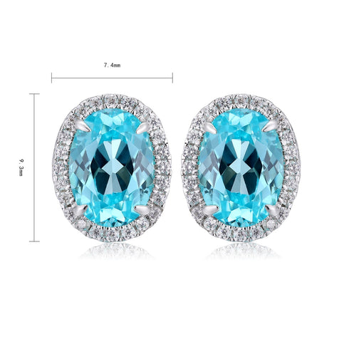 S925 Sterling silver cultured Paraiba earrings A 2.74ct