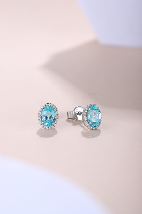 S925 Sterling silver cultured Paraiba earrings A 2.74ct