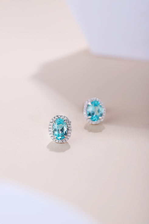 S925 Sterling silver cultured Paraiba earrings A 2.74ct
