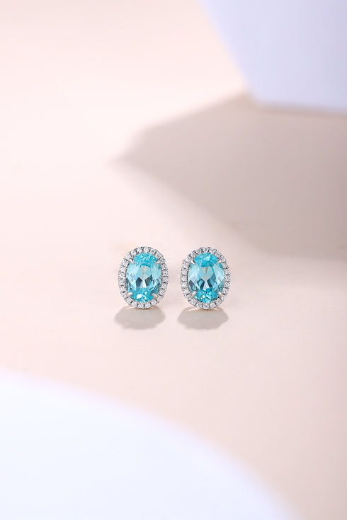 S925 Sterling silver cultured Paraiba earrings A 2.74ct