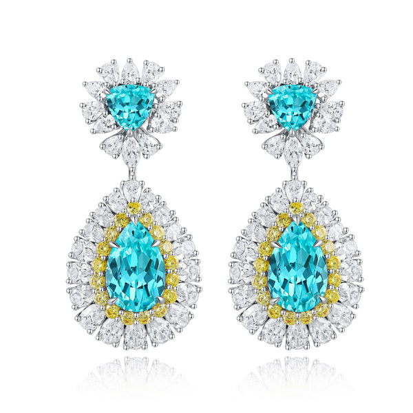 S925 sterling silver cultured Paraiba earrings W 13.74ct
